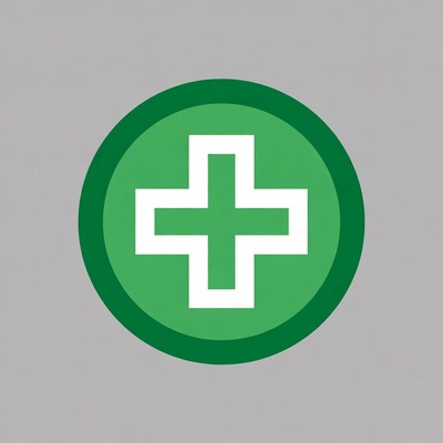 Green Circle White Medical Cross