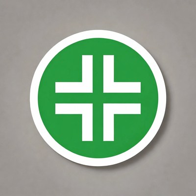 Green Circle White Cross Symbol
