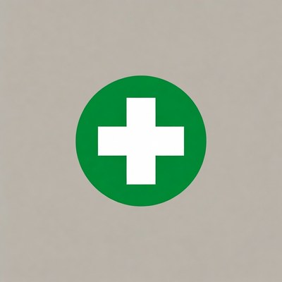 Green Circle with White Cross