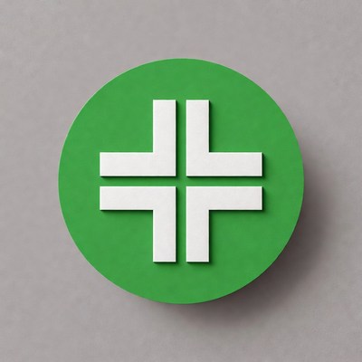 Green Circle White Cross Symbol