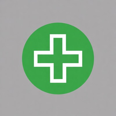 Green Circle White Plus Symbol