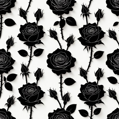 Black Roses Seamless Pattern