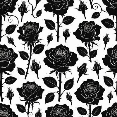 Black Roses Seamless Pattern