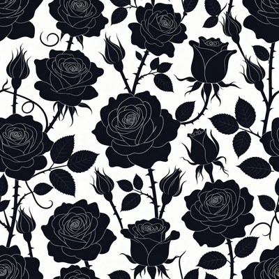 Black Roses Seamless Pattern