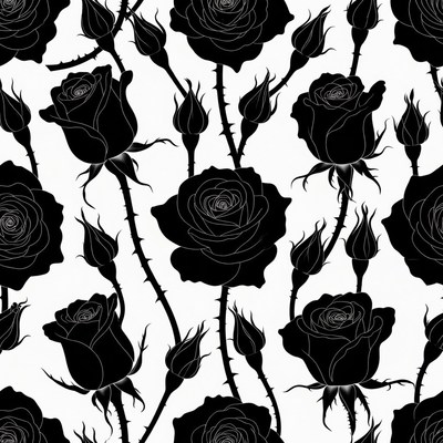 Black Roses Seamless Pattern