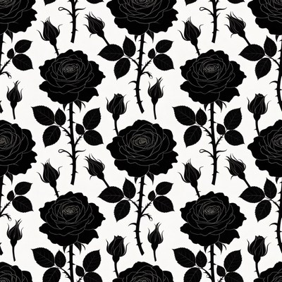 Black Roses Seamless Pattern