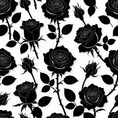 Black Roses Seamless Pattern