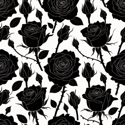 Black Roses Seamless Pattern