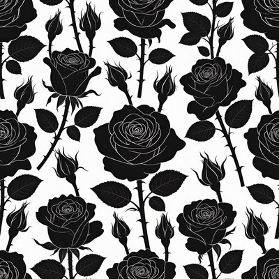 Black Roses Seamless Pattern