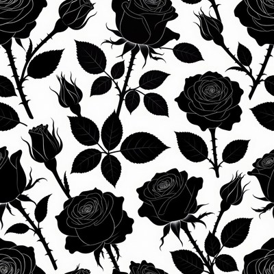 Black Roses Seamless Pattern