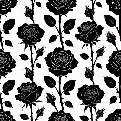 Black Roses Seamless Pattern