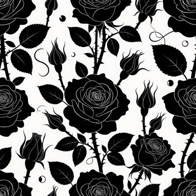Black Roses Seamless Pattern