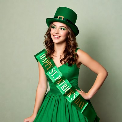 Girl in green St. Patrick's Day costume