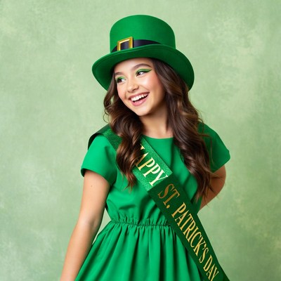 Girl in green leprechaun St. Patrick's Day costume