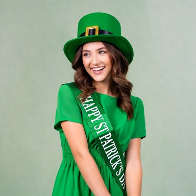 Woman in green St. Patrick's Day hat