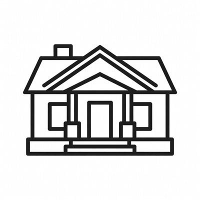 Line drawing house with porch