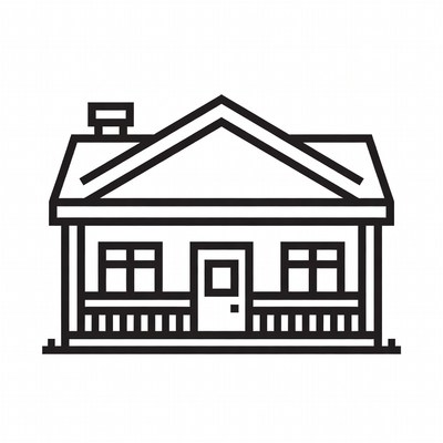 Line drawing house with porch