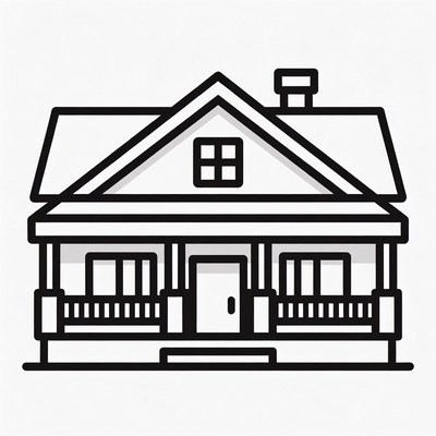 Line drawing house with porch