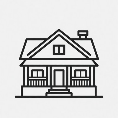 Line drawing house with porch