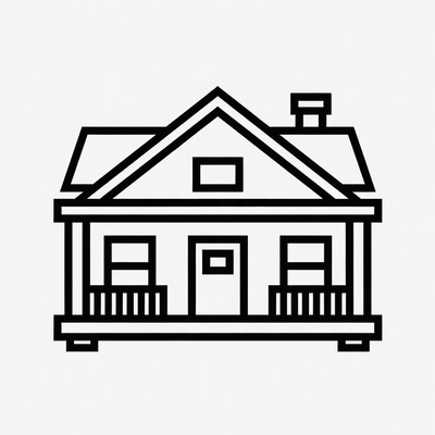 Line drawing house with porch