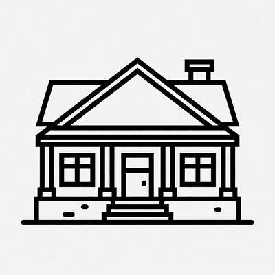 Line Drawing House with Porch