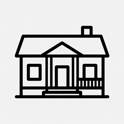 Line drawing house with porch