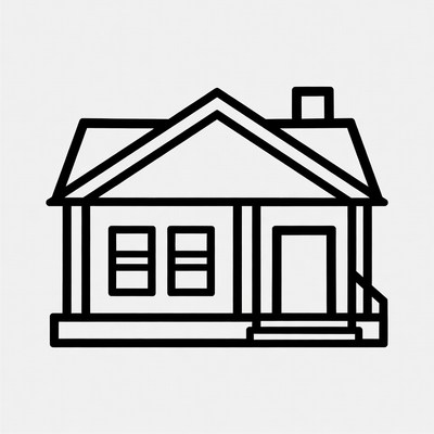 Line drawing house with porch