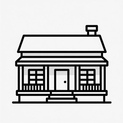 Line drawing house with porch