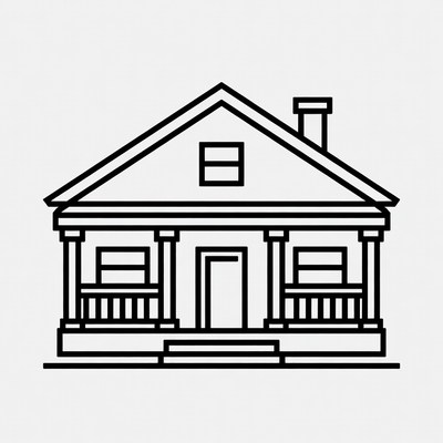 Line drawing house with porch