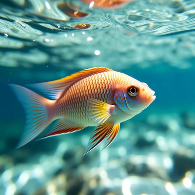 Orange Angelfish Swimming Underwater