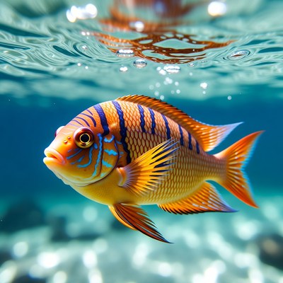 Colorful Flame Angelfish Underwater