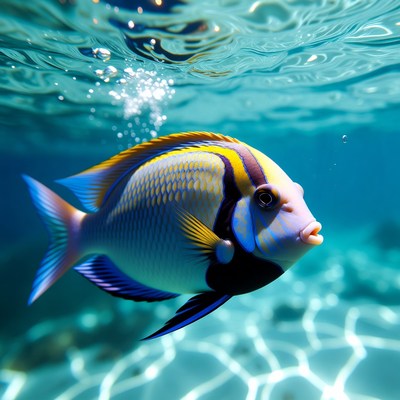 Colorful Angelfish Swimming Underwater