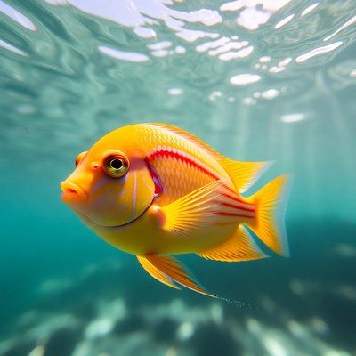 Orange Lionfish Swimming Underwater