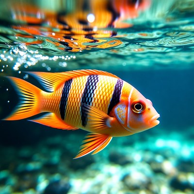 Orange Striped Fish Underwater