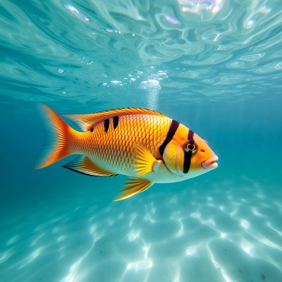 Orange Black Striped Fish Underwater
