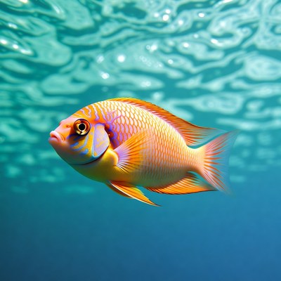 Colorful Flame Angelfish Underwater
