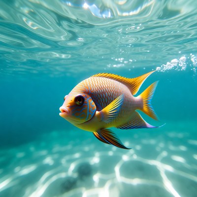 Colorful Angelfish Swimming Underwater