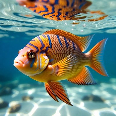 Colorful Angelfish Swimming Underwater