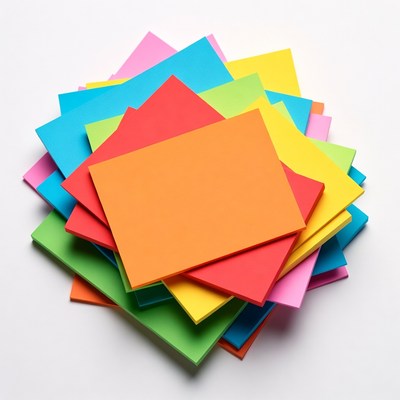 Stack of colorful square papers