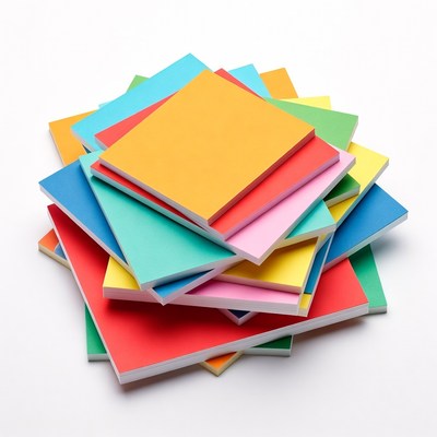 Stack of colorful sticky note pads