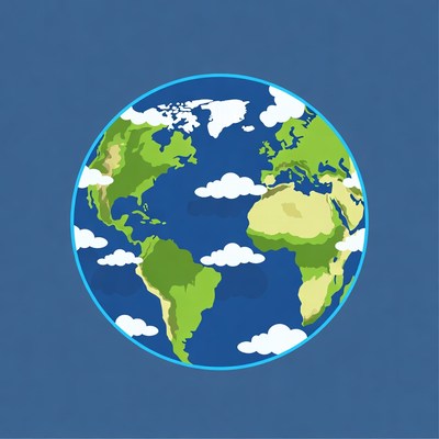 Cartoon Earth Globe with Clouds
