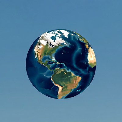 Earth planet on blue background
