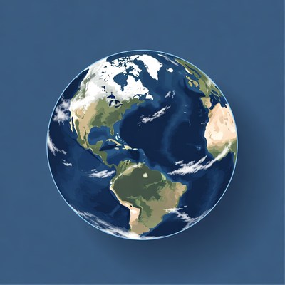 Earth Globe on Blue Background
