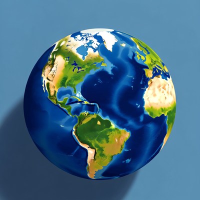 Earth planet on blue background