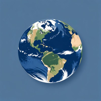 Earth Globe on Blue Background