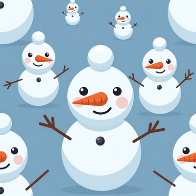 Cute Snowmen Pattern Illustration