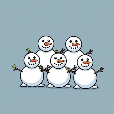 Five Snowmen Illustration