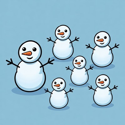 Family of Snowmen Illustration