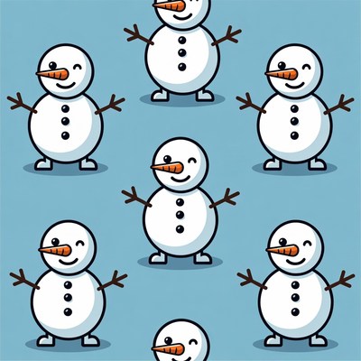Group of Cartoon Snowmen