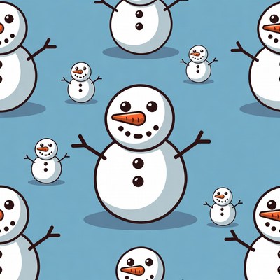 Snowmen Pattern on Blue Background